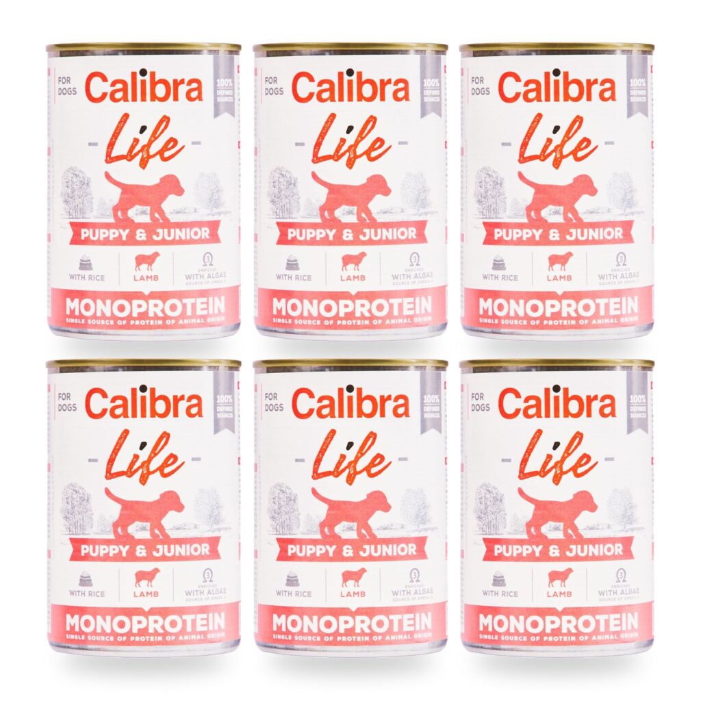 Calibra Dog Life Puppy & Junior Cordero y Arroz para Cachorros en Lata Pack 6×400 g