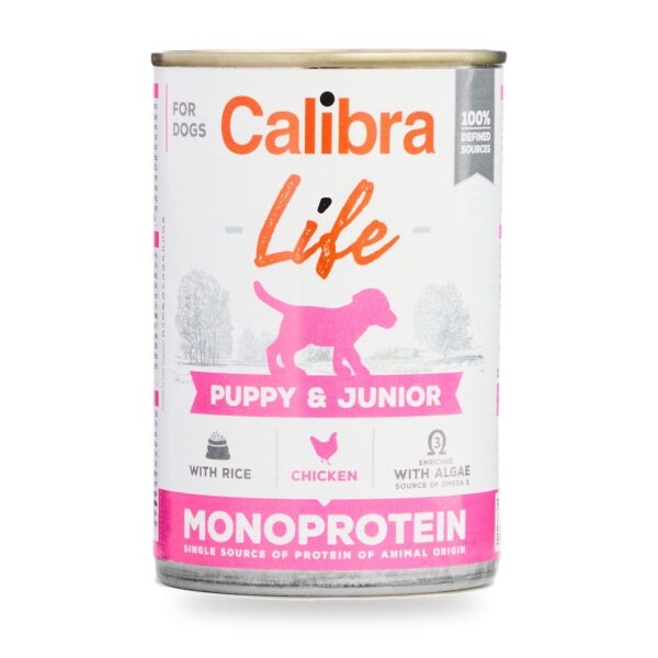 Calibra Dog Life Puppy & Junior Pollo y Arroz para Cachorros en Lata Pack 6×400 g - unidad