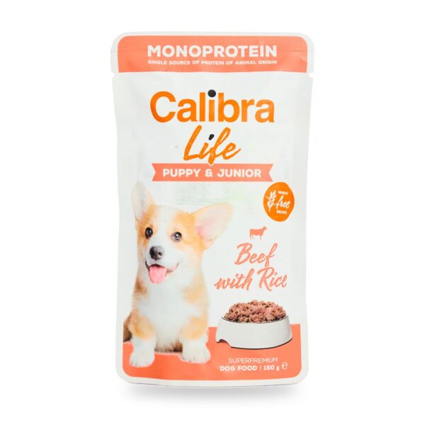Calibra Dog Life Puppy & Junior Ternera Comida Húmeda para Cachorros en Sobre Pack 10×150 g - unidad
