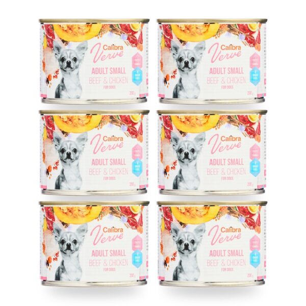 Calibra Dog Verve Adult Small Ternera y Pollo Sin Cereales para Perros Pequeños en Lata Pack 6×200 g