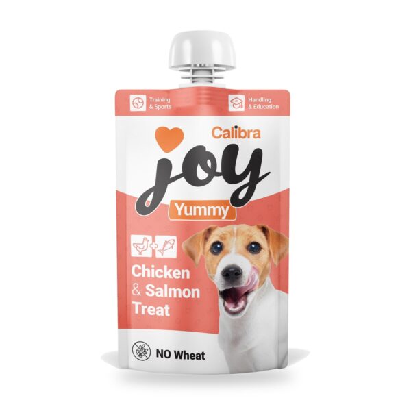 Calibra Joy Yummy Pollo y Salmón Pasta para Lamer para Perros Pack 12×100 g - unidad