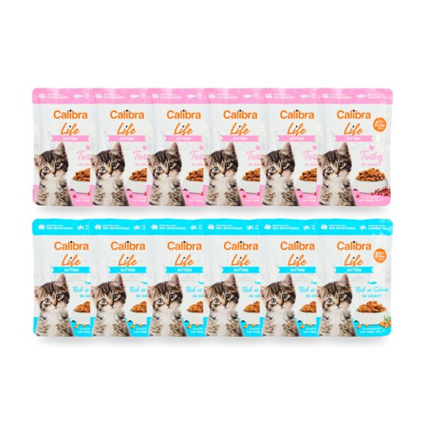 Contenido del pack Calibra Cat Life Kitten Multipack Sobres en Salsa para Gatitos 12x85 g