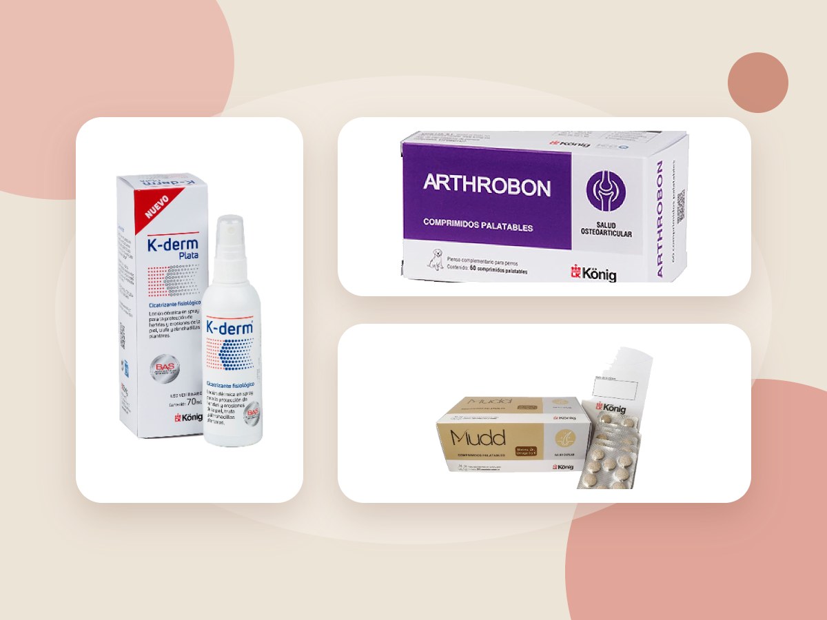 K-Derm Plata para almohadillas, Arthrobon para articulaciones y Mudd para la muda, de König
