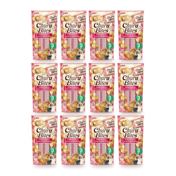 Churu Bites Atún Con Salmón Premios Rellenos Para Gatos Pack 12×30 g (12 unidades)
