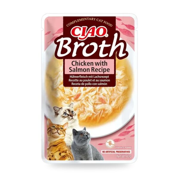 Churu Broth Pollo Con Salmón Caldo Para Gatos Pack 12×40 g - unidad