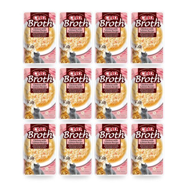 Churu Broth Pollo Con Salmón Caldo Para Gatos Pack 12×40 g (12 unidades)