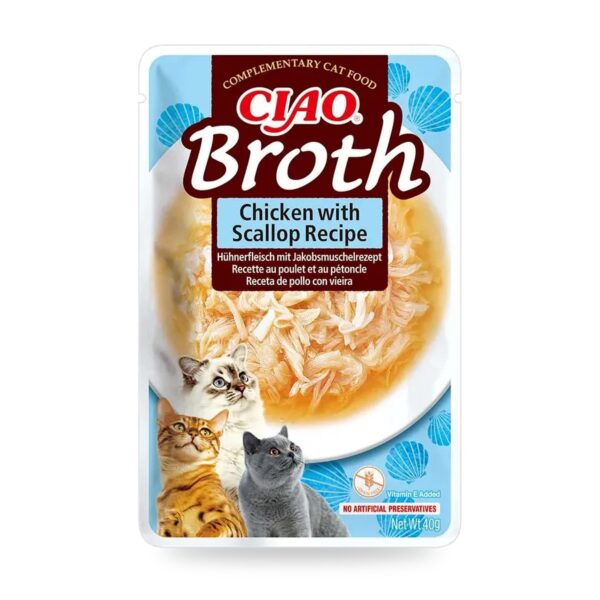 Churu Broth Pollo Con Vieira Caldo Para Gatos Pack 12×40 g - unidad