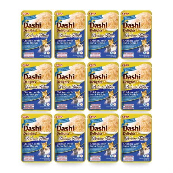 Churu Dashi Delights Flakes Pollo Con Atún En Caldo Para Gatos Pack 12×40 g