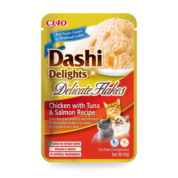 Churu Dashi Delights Flakes Pollo Con Atún Y Salmón Para Gatos Pack 12×40 g - unidad