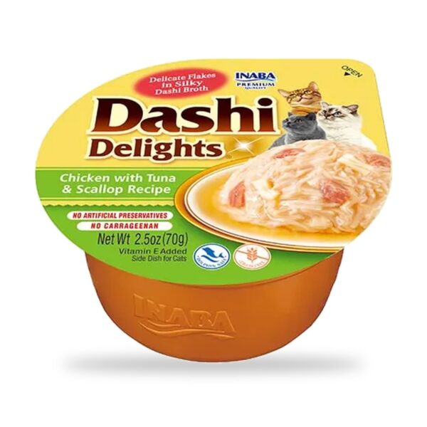 Churu Dashi Delights Pollo Con Atún Y Vieira Para Gatos Pack 6×70 g - unidad