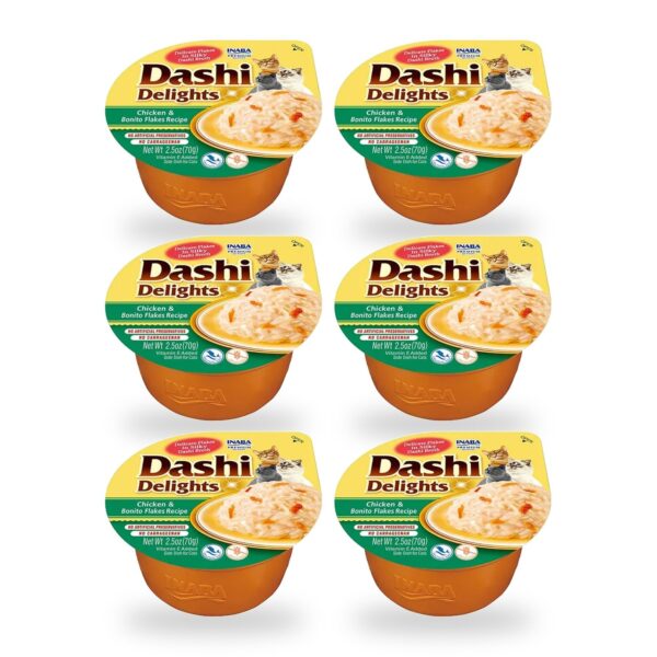 Churu Dashi Delights Pollo Con Copos De Bonito Para Gatos Pack 6×70 g