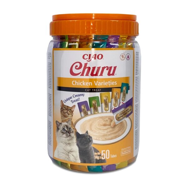 Churu Puré Variedad Pollo Snack Cremoso Para Gatos Bote 50 Tubos