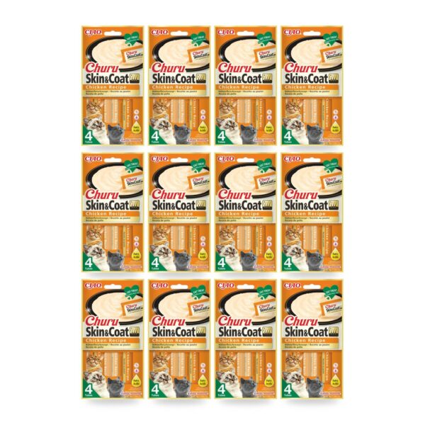 Churu Skin and Coat Pollo Snack Cremoso Para Gatos Pack 12×4 Tubos