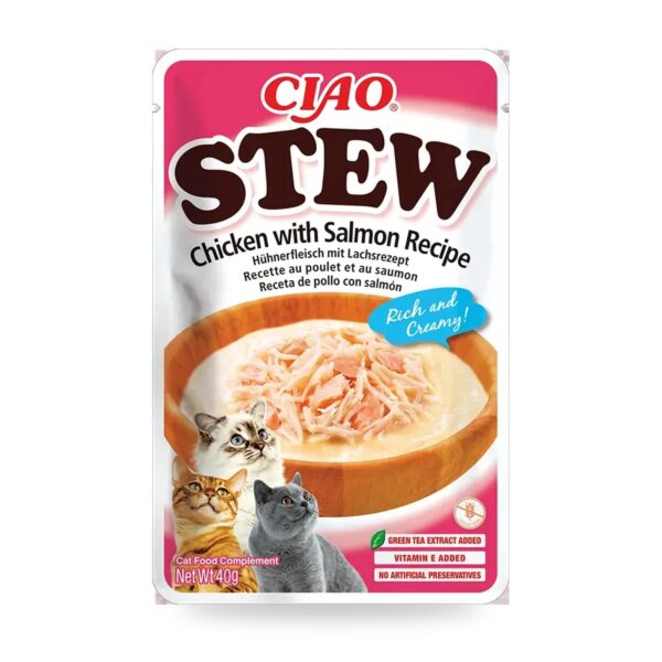 Churu Stew Pollo Con Salmón Estofado Para Gatos Pack 12×40 g - unidad