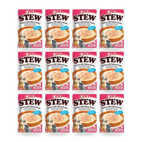 Churu Stew Pollo Con Salmón Estofado Para Gatos Pack 12×40 g