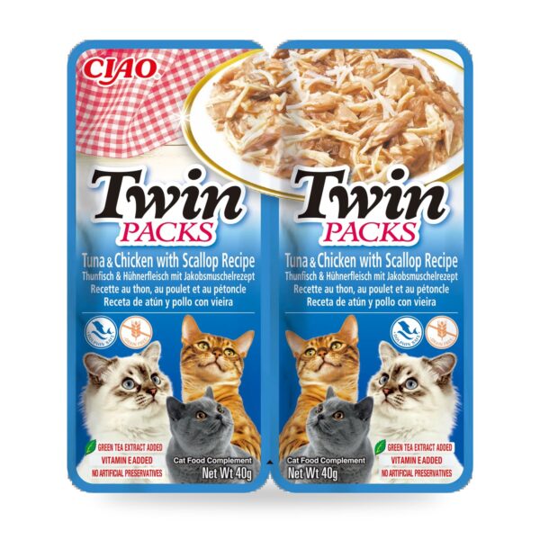 Churu Twin Packs Atún Con Pollo Y Vieira Para Gatos Pack 12×2 Sobres - unidad