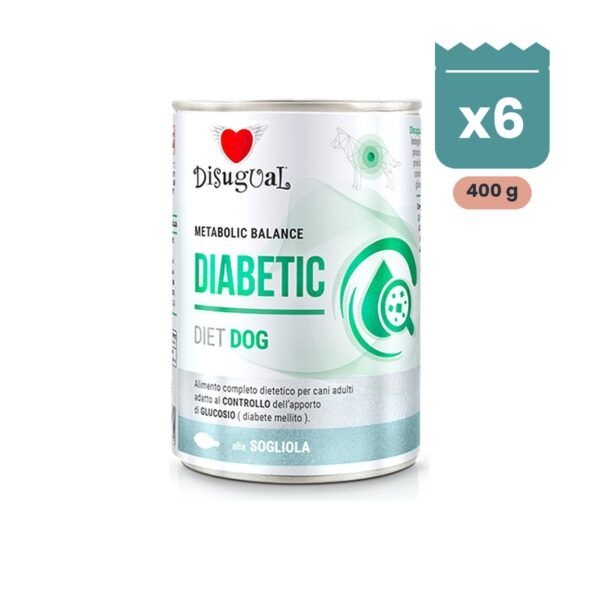 Disugual Latas Diabetic de Lenguado para Perros Pack Ahorro 6x400 g