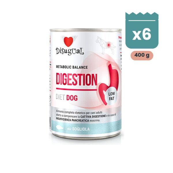 Disugual Latas Digestion Low Fat de Lenguado para Perros Pack Ahorro 6x400 g