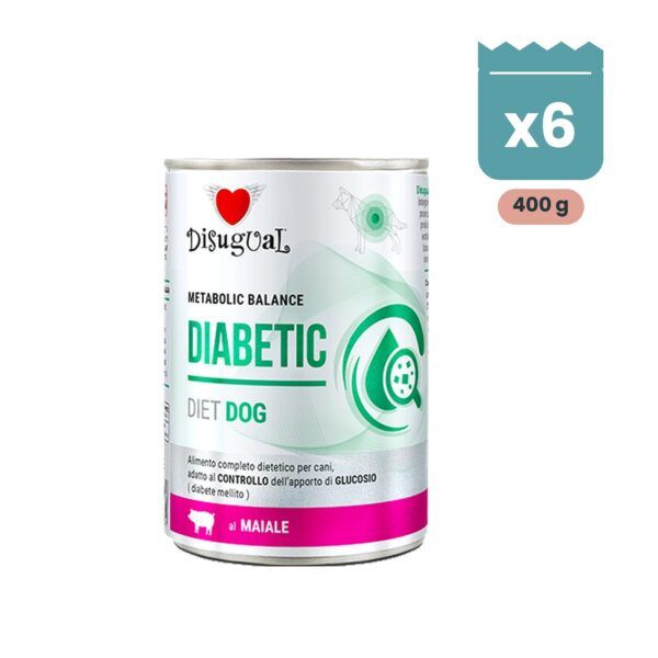 Lata Disugual Diabetic de cerdo para perros, paté dietético de 400 g bajo en azúcares