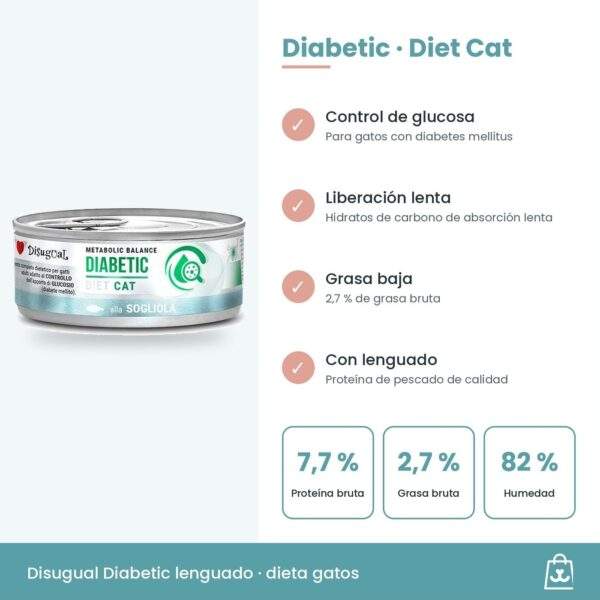 Disugual Latas Diabetic de Lenguado para Gatos Pack Ahorro 12x85 g composición y beneficios