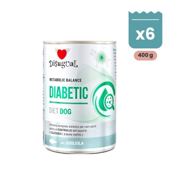 Disugual Latas Diabetic de Lenguado para Perros, pack 6x400 Gr