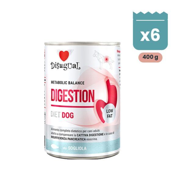 Disugual Latas Digestion Low Fat de Lenguado para Perros, pack 6x400 Gr