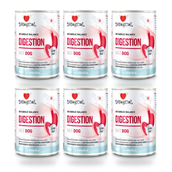 Disugual Latas Digestion Low Fat de Lenguado para Perros Pack Ahorro 6×400 Gr (6 unidades)