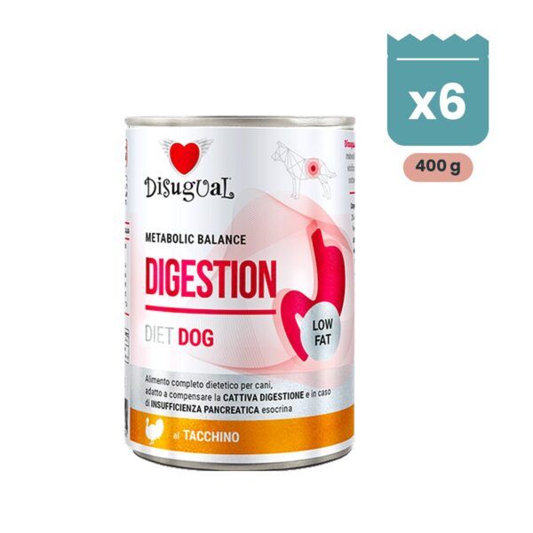 Lata Disugual Digestion Low Fat de pavo para perros, paté dietético de 400 g bajo en grasa