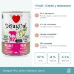 Infografía con el 92 % de cerdo, el 4 % de manzana y la ración diaria por peso