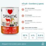 Infografía con el 92 % de cordero, el 4 % de pera y los analíticos del paté