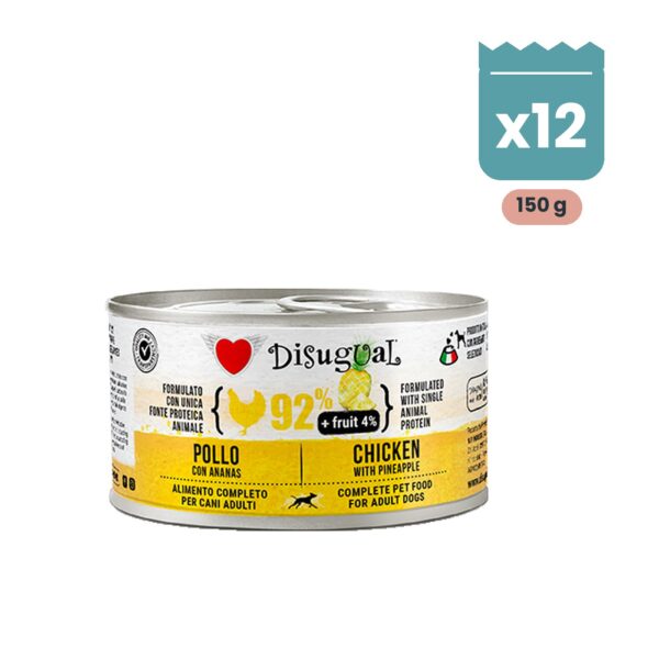 Lata de Disugual Fruit pollo con piña, paté monoproteico sin cereales para perros