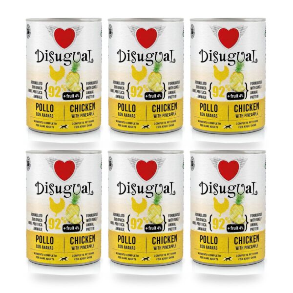 Disugual Latas Fruit de Pollo con Piña para Perros Pack Ahorro (6 unidades)
