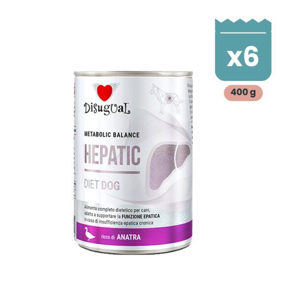 Lata Disugual Hepatic de pato para perros, paté dietético de 400 g de la línea Metabolic Balance