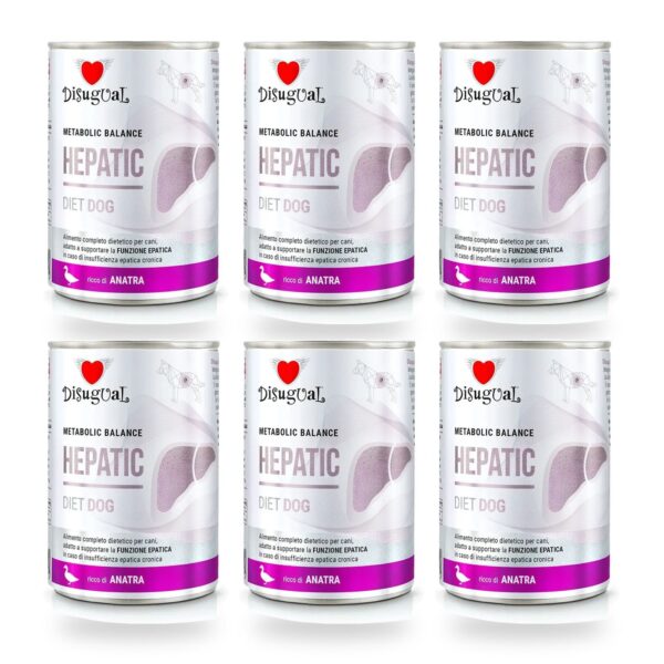 Disugual Latas Hepatic de Pato para Perros Pack Ahorro 6×400 Gr (6 unidades)