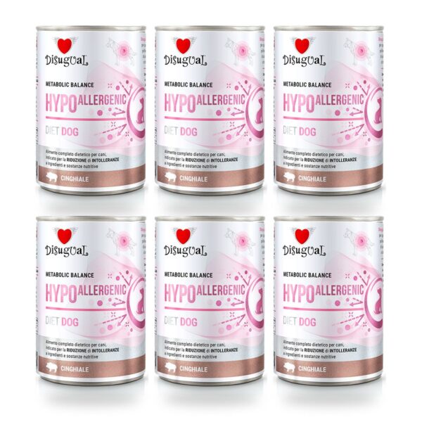 Disugual Latas Hypoallergenic de Jabalí para Perros Pack Ahorro 6×400 Gr (6 unidades)