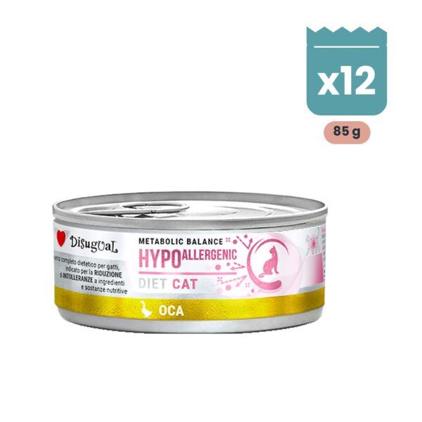 Lata de Disugual Hypoallergenic de oca para gatos, pack de 12 latas de 85 g en paté