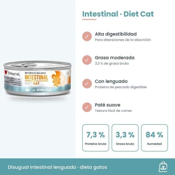 Disugual Latas Intestinal de Lenguado para Gatos Pack Ahorro 12x85 g composición y beneficios