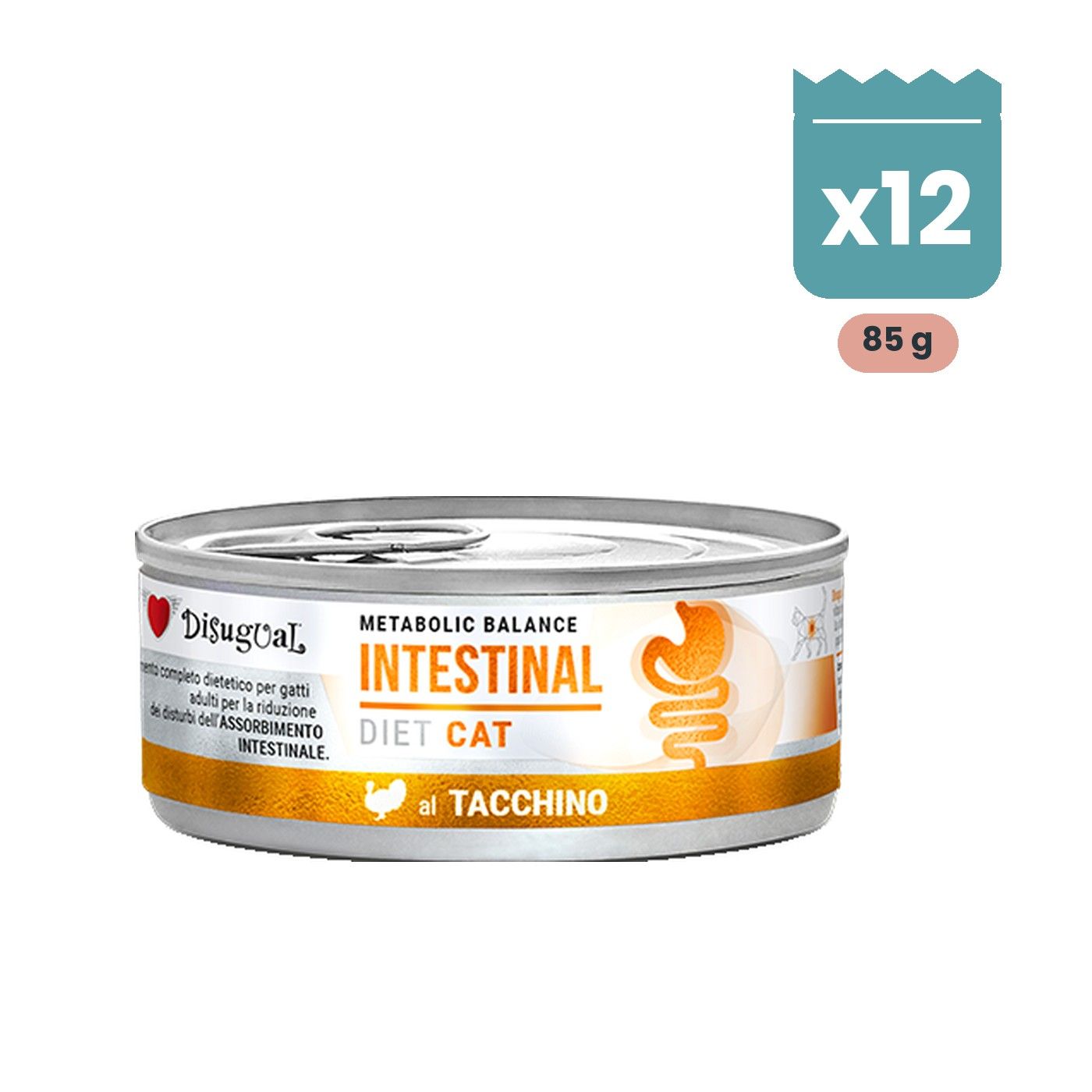 Disugual Latas Intestinal de Pavo para Gatos Pack Ahorro 12x85 Gr Lata de Disugual Intestinal de pavo para gatos, pack de 12 latas de 85 g en paté