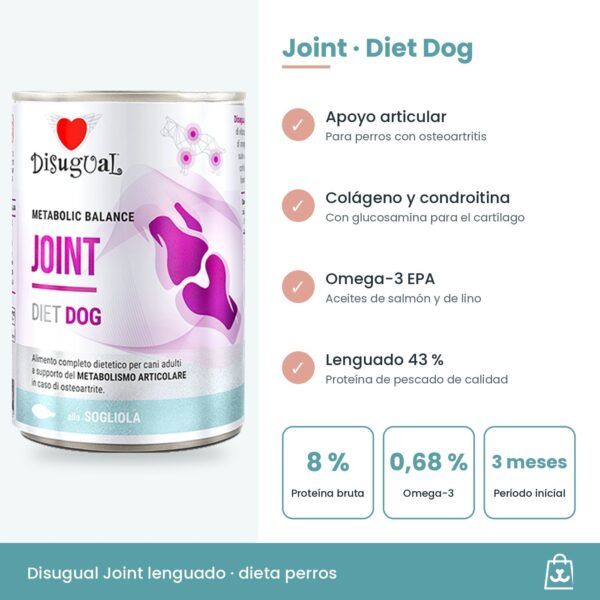 Infografía Disugual Latas Joint de Lenguado para Perros: beneficios y datos clave