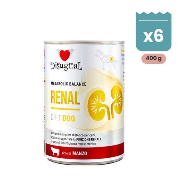 Lata Disugual Renal de ternera para perros, paté dietético de 400 g bajo en fósforo