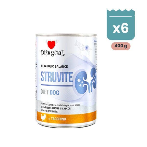 Lata Disugual Struvite de pavo para perros con cálculos de estruvita, paté dietético de 400 g