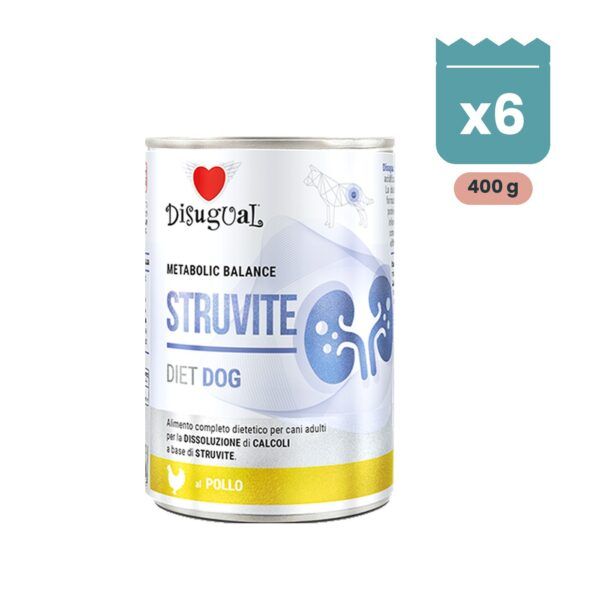 Lata Disugual Struvite de pollo para perros con cálculos de estruvita, paté dietético de 400 g