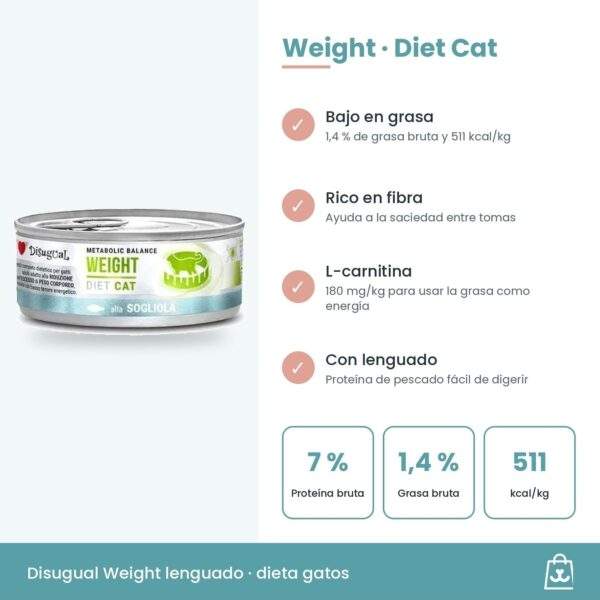 Disugual Latas Weight de Lenguado para Gatos Pack Ahorro 12x85 g composición y beneficios