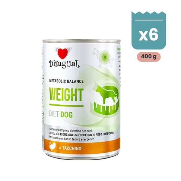 Lata Disugual Weight de pavo para perros, paté dietético de 400 g para reducir el sobrepeso