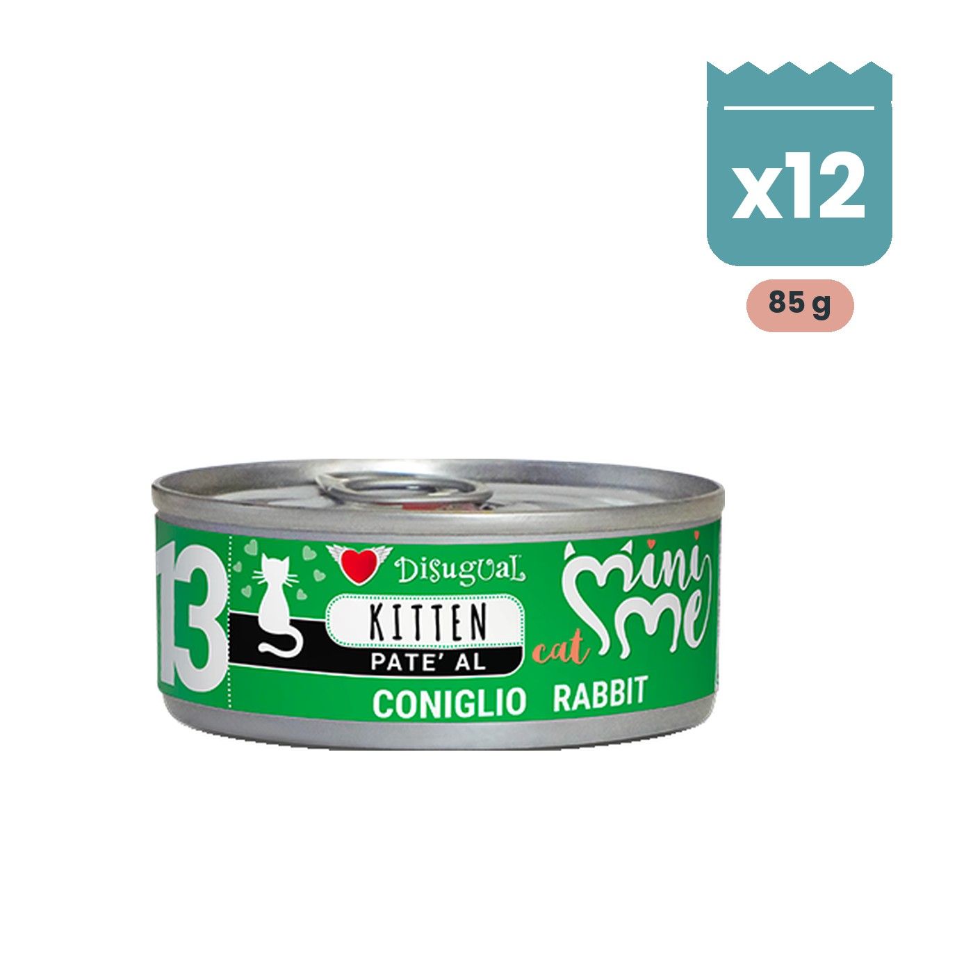 Disugual Mini-Me Paté de Conejo para Gatos Cachorros Pack Ahorro 12x85 Gr Pack de 12 latas de 85 g de Disugual Mini-Me paté de conejo para gatos cachorros