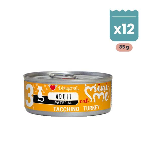 Pack de 12 latas de 85 g de Disugual Mini-Me de pavo para gatos adultos