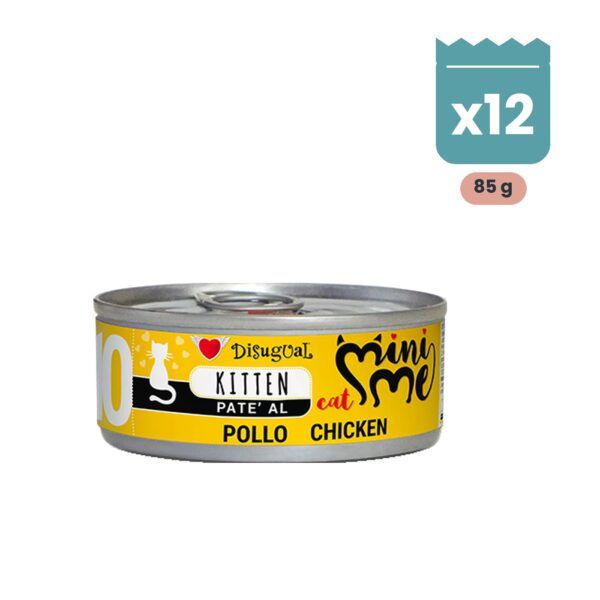 Pack de 12 latas de 85 g de Disugual Mini-Me paté de pollo para gatos cachorros