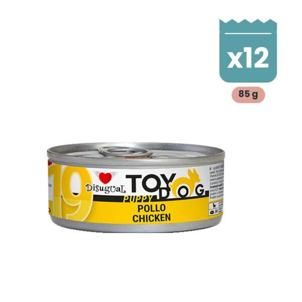 Lata de 85 g de Disugual Toy Dog Puppy paté de pollo para cachorros de raza mini