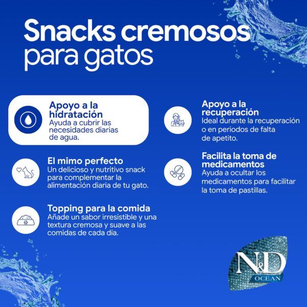 Farmina N&D Ocean Adult Creamy Treat Snack Cremoso de Atún y Salmón para Gatos 15x60 g