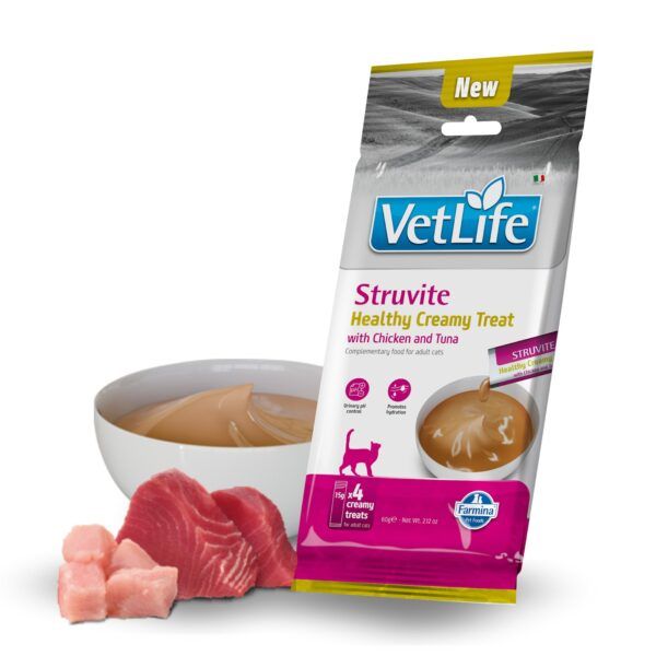 Farmina Vet Life Struvite Creamy Treat Snack Cremoso de Pollo y Atún para Gatos 15x60 g